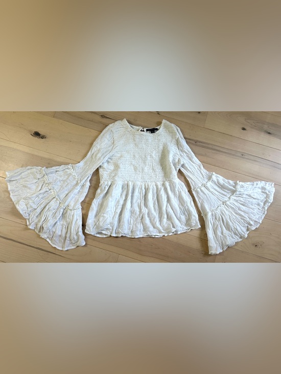 American Eagle Outfitters Tops - American Eagle Outfitters Bell Sleeve Smocked Top Boho Festival Size M White